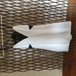 White & Black lace back cutout dress